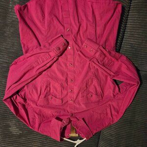 PINK WRANGLER PEARL SNAP SHIRT - SIZE L